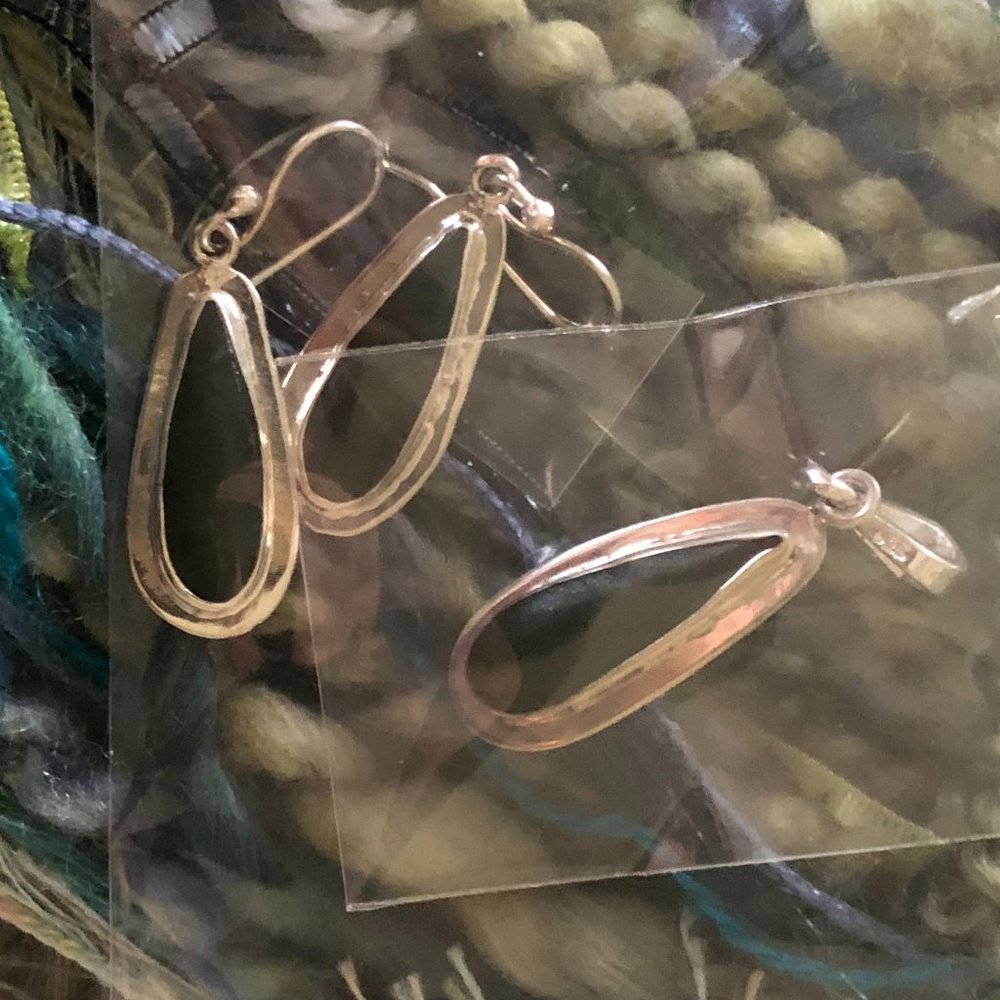 NEW Dark Green Jade & 925 SS Earrings w/Necklace (no chain)